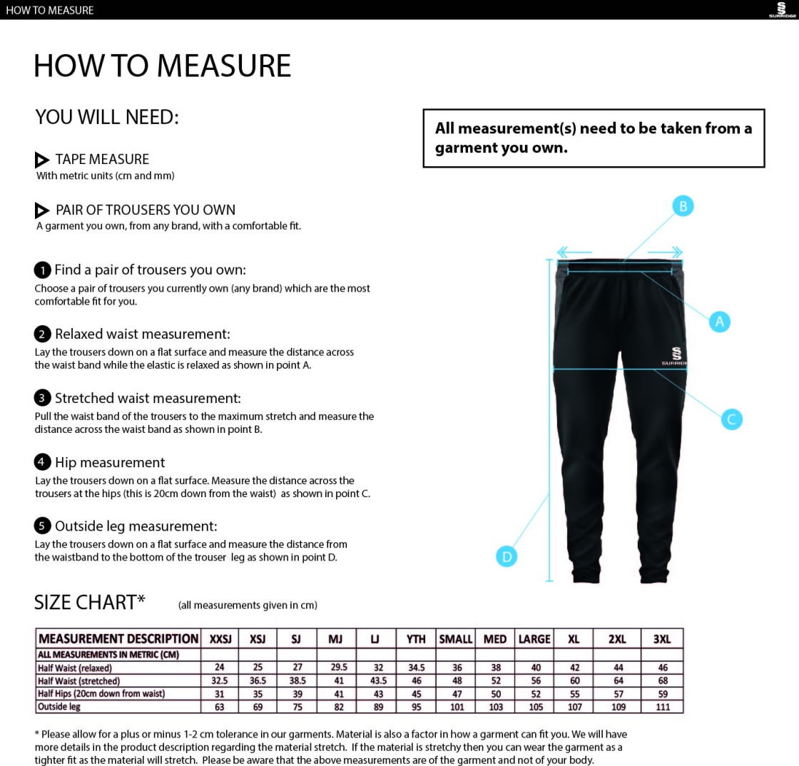 Carlisle Hockey Club Dual Skinny Pant - Size Guide