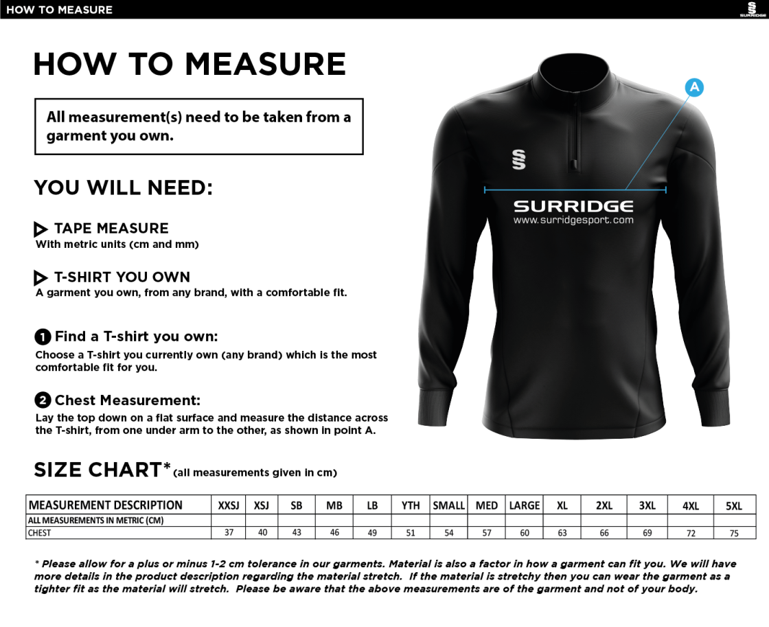 Carlisle Hockey Club Dual Mid-layer - Size Guide