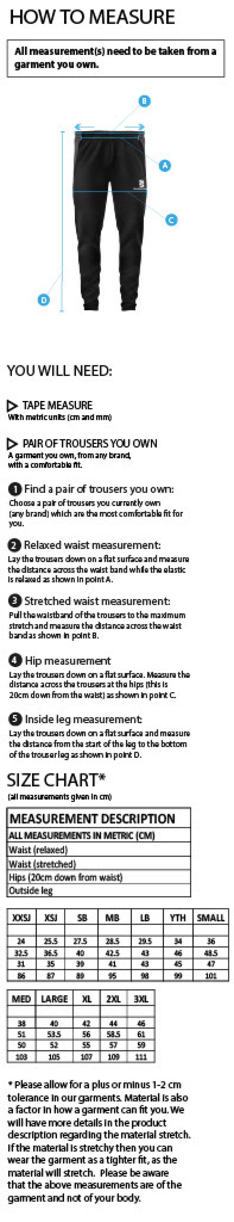 Carlisle Hockey Club Dual Skinny Pant - Size Guide