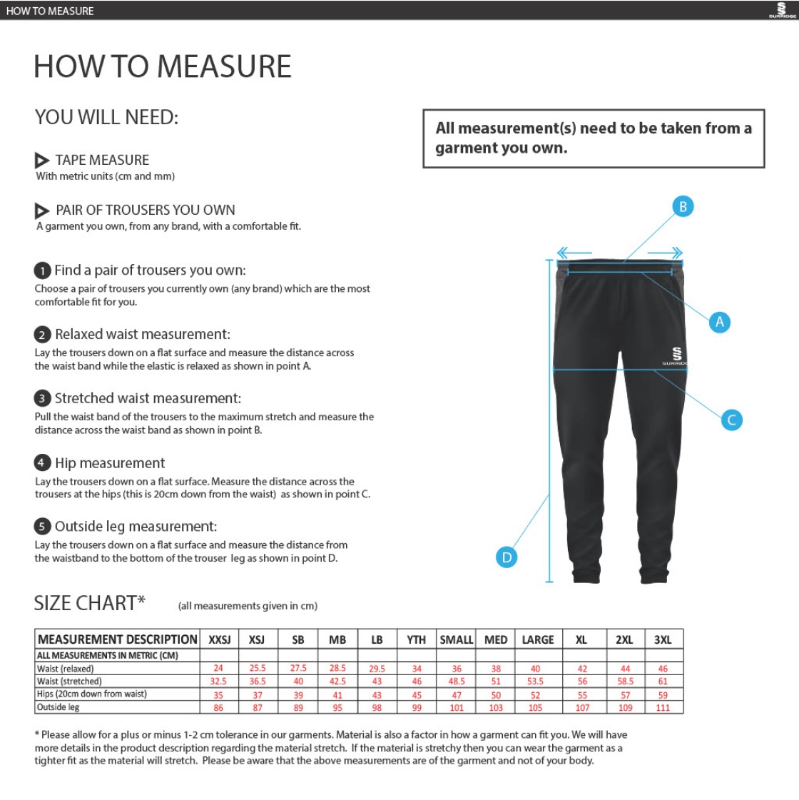 Carlisle Hockey Club Dual Skinny Pant - Size Guide